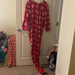 Red Snowflake Footed Onesie